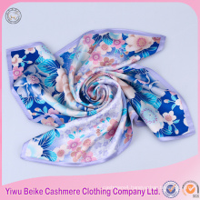 Flower print customized square silk scarf